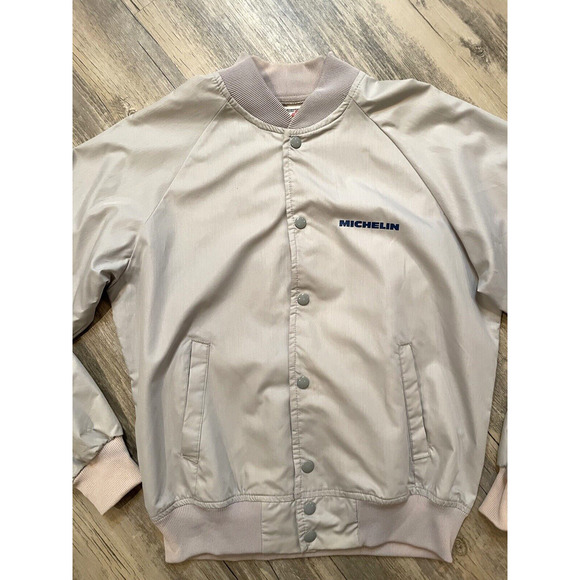 Vtg Michelin Swingster Jacket Khaki Tab Team Size Medium Made In USA Men's - Picture 2 of 9